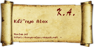 Könye Alex névjegykártya